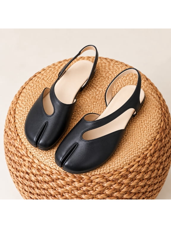 Flat-bottomed split-toed pig's trotter shoes for women's 2026 summer new soft-soled bag head sandals with shallow mouth Mary Jane single shoes