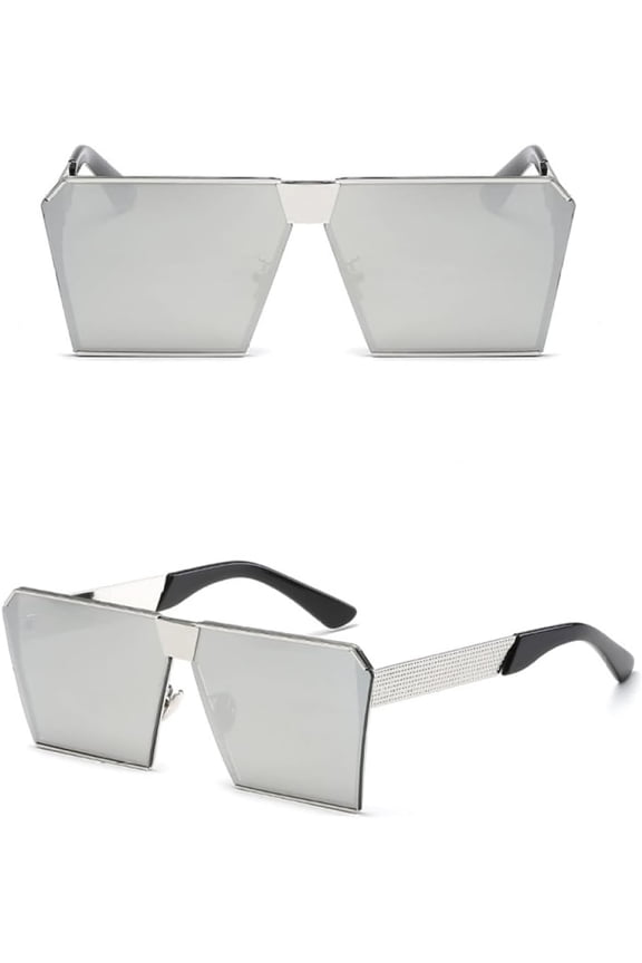 Flat lens Sun Glasses Mirror Women Sunglasses Men Hip Hop Oversized Lady Eyeglasses Male UV400