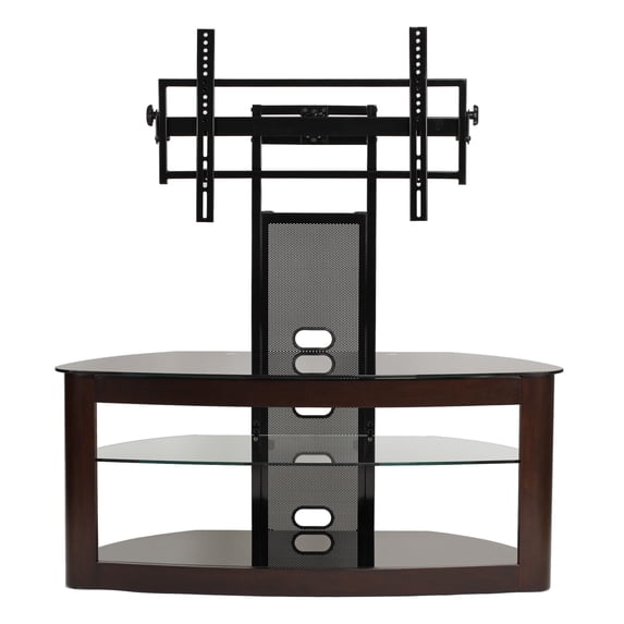 Flat panel TV mounting system w/ 3 AV shelves for up to 80" plasma or LCD/LED TVs - Espresso