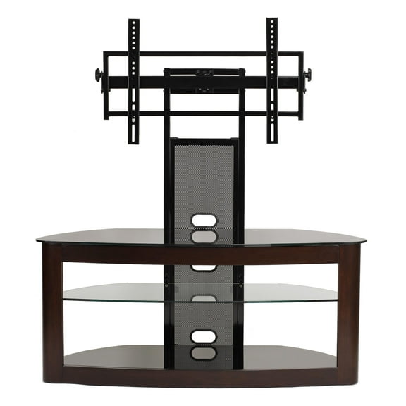 Flat panel TV mounting system w/ 3 AV shelves for up to 80" plasma or LCD/LED TVs - Espresso