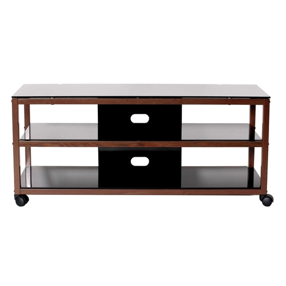 Flat panel TV stand w/casters for up to 55" plasma or LCD/LED TVs - Dark Oak/Black