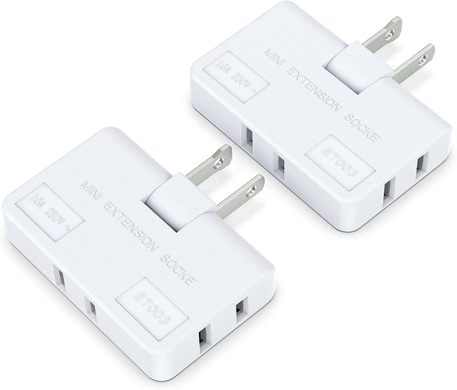 Flat wall Plug Adapter AC Outlet Extender, 2-Prong Swivel Mini Indoor ...
