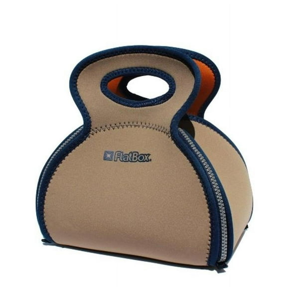 FlatBox 140-0101 17.5 x 17.5 in. Rhombus Bento Lunch Box with Placemat - Taupe Gray, Royal Blue & Silver