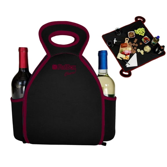 FlatBox Cheers LUNCH BAG With 2 Drink Holders, PLACEMAT, MACHINE WASHABLE Cooler Tote Bag, Unzips to a Placemat to Eat Clean anywhere