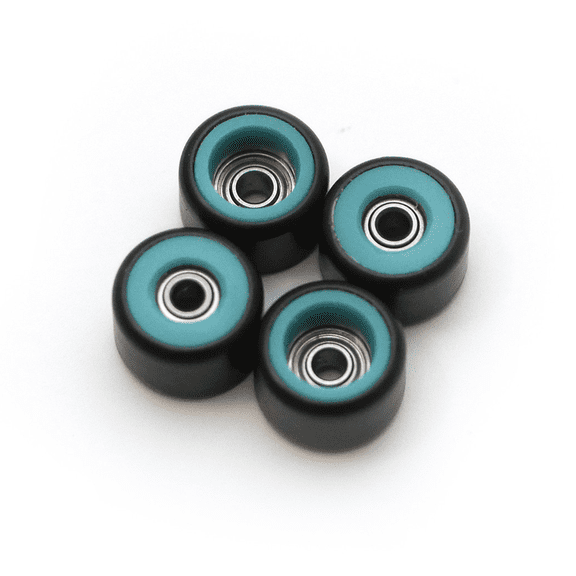 FlatFace Dual Durometer Fingerboard Bearing Wheels Black & Turquoise Set
