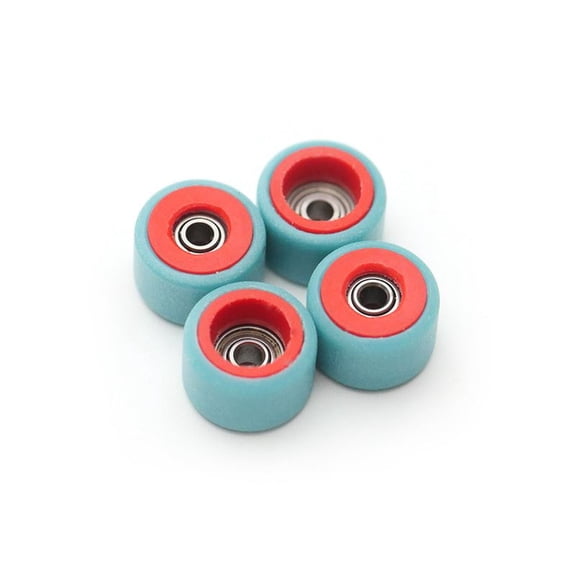 FlatFace Fingerboard Dual Durometer Bearing Wheels - Red and Turquoise