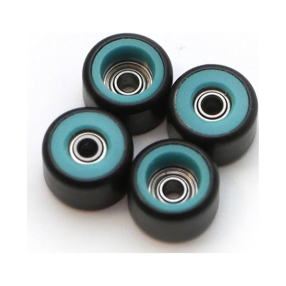 FlatFace Fingerboard Dual Durometer Bearing Wheels - Turquoise and Black