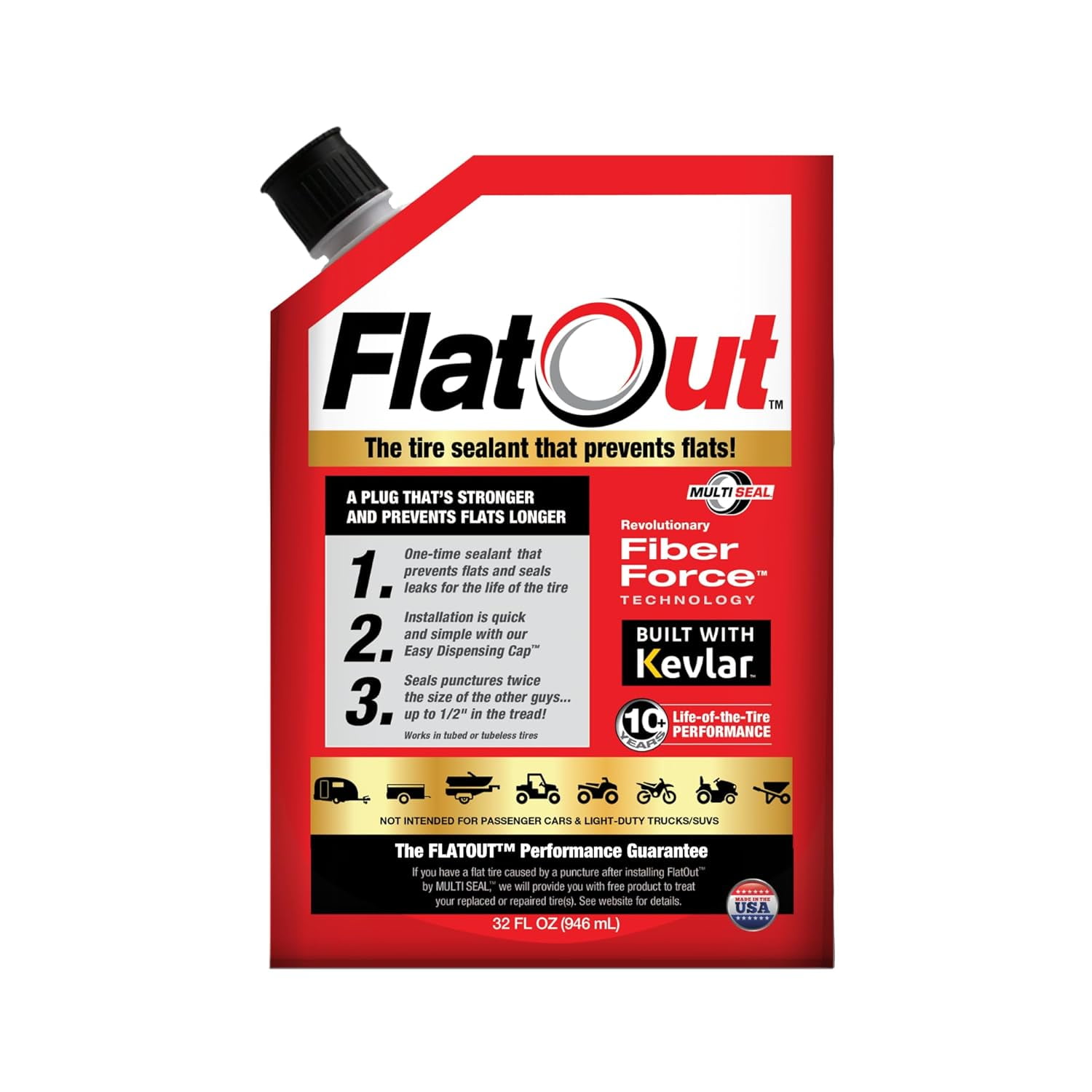 FlatOut Off Road Tire Sealant, MultiPurpose Formula, Prevents Flat