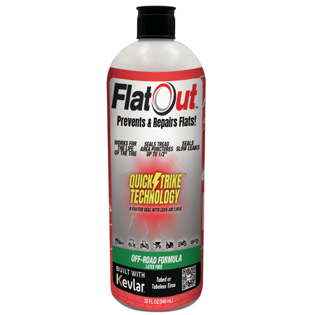 Flatout Kevlar QuickStrike Tire Sealant, Off-Road Leak Repair Formula, 32 oz Bottle