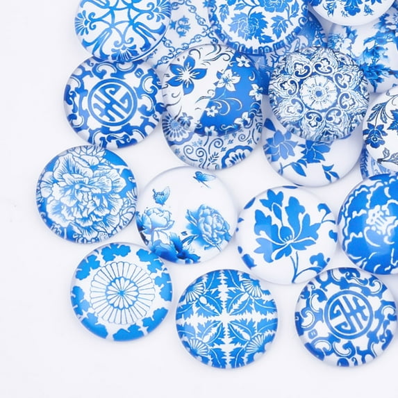 Flatback Glass Cabochons for DIY Projects Dome/Half Round Mixed color 18x5mm