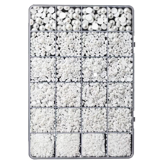 Flatback Pearls For Crafting,Assorted Size Half Pearl Bedazzling Kit Nail Rhinestones Flatback Rhinestones For Jewelry Making Beads DIY Crafts Clothes Shoes Embellishment Nail Art Birthday Decor