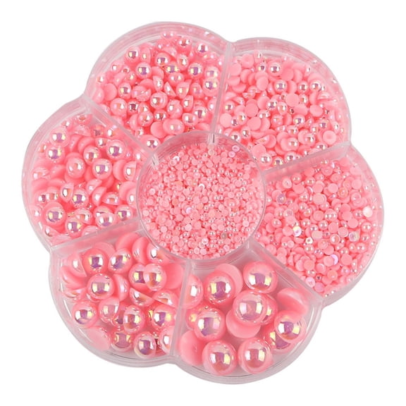 Flatback Pearls for Crafts, TOUMENY 2800 Pcs Real Resin Half Pearl Flat Back Beads, 2-10mm Assorted Sizes AB Pearl Jewelry Making Kit for DIY Phone Case Clothing Art School Supplies, Pink