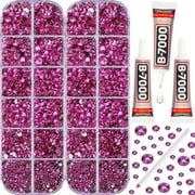 11000 Pcs Hot Pink 2-5mm Resin Flat Back Rhinestones with Clear Glue for Bedazzling Crafting Decorations Greeting Cards