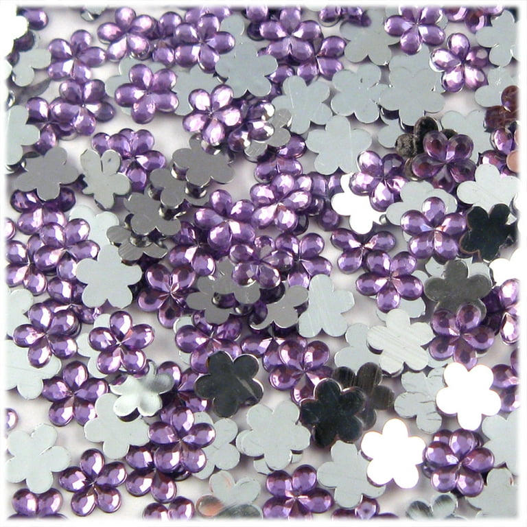 Flatback Rhinestones, Faceted Flower, 10mm, 144-pc, Light Purple