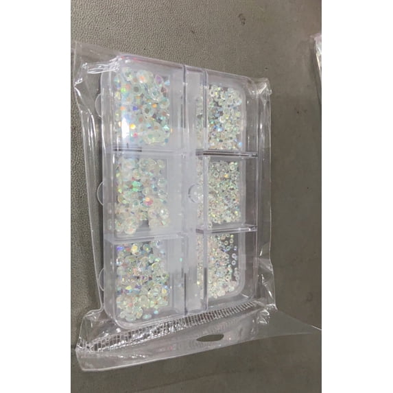 Flatback Rhinestones, Glass Rhinestone Nail Gems Round Crystal Rhinestones for Crafts, Mixed Sizes , Transparent (6 Grids)