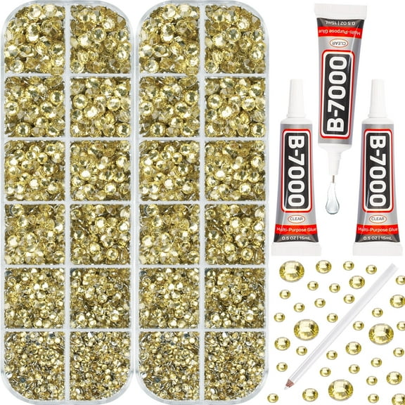 Flatback Rhinestones with Glue for DIY, Crafts, Scrapbooking, Decoration, Nail Arts, Shoes and More