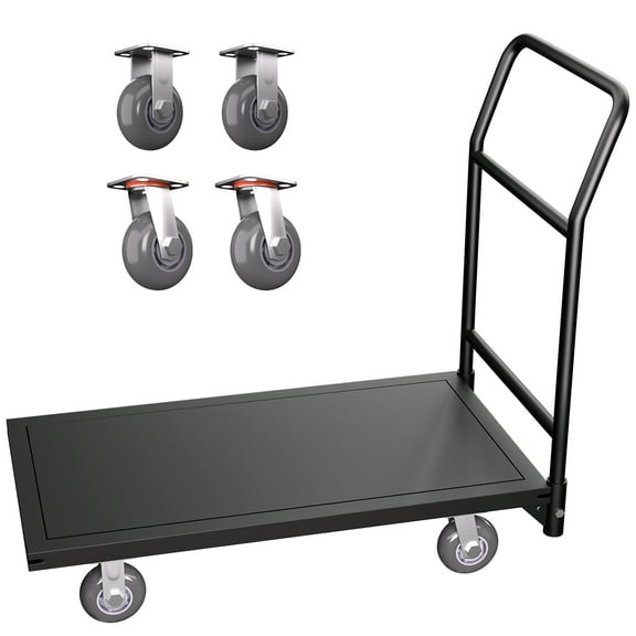 Flatbed Cart, 2000 LBS Heavy-Duty Dolly Platform Truck, Platform Cart, Flat Cart with Wheels for Moving, Warehouses, Factories, and Home Use