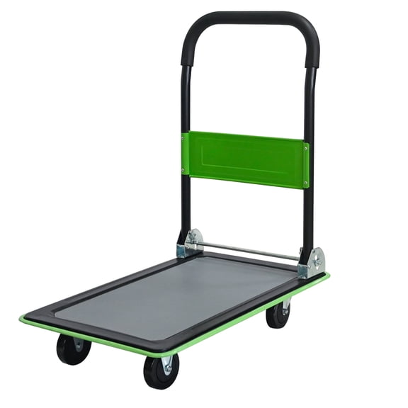 Flatbed Cart 330 Lb Capacity Heavy Duty Foldable Hand Truck With 360 Degree Swivel Wheels For Warehouse Loading And Storage