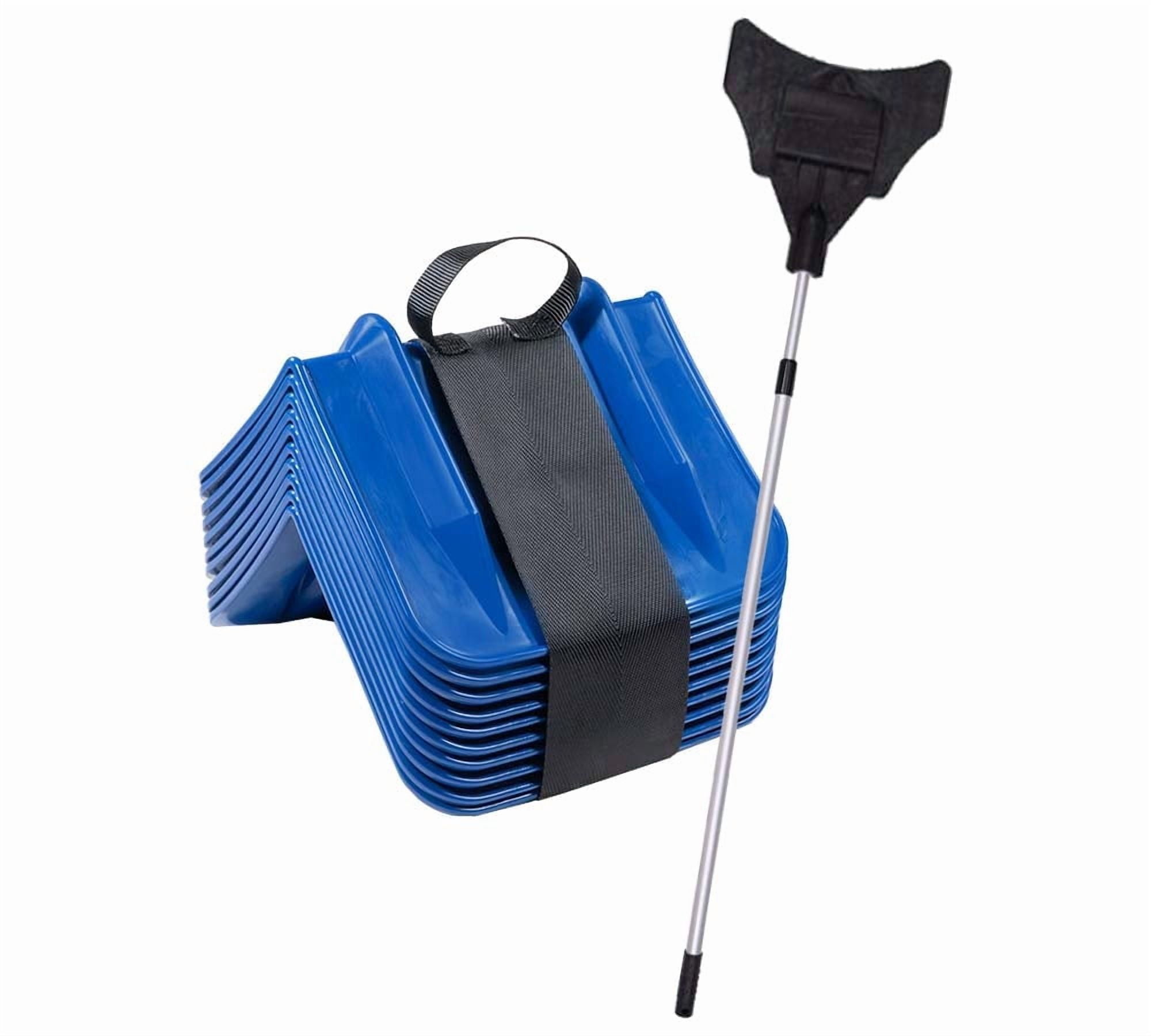 Flatbed Edge Corner Protector Kit - 10 Pack 8"x8"x10" Blue V-Shaped Corner Protectors with Carrying Case, Webbing Handle & 8 Ft Edge Protector Pole for Cargo Loads