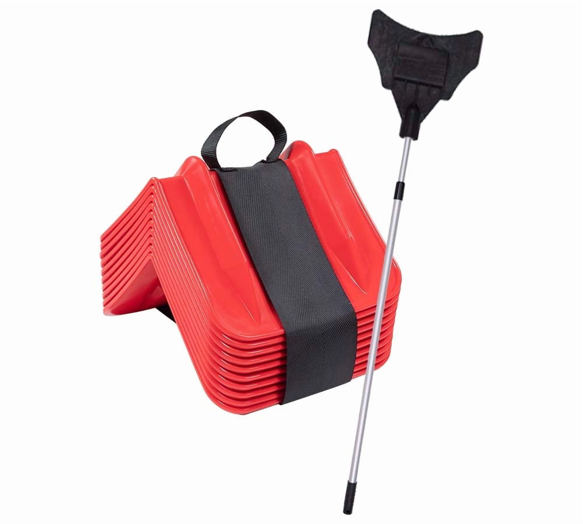 Flatbed Edge Corner Protector Kit - 10 Pack 8"x8"x10" Red V-Shaped Corner Protectors with Carrying Case, Webbing Handle & 8 Ft Edge Protector Pole for Cargo Loads