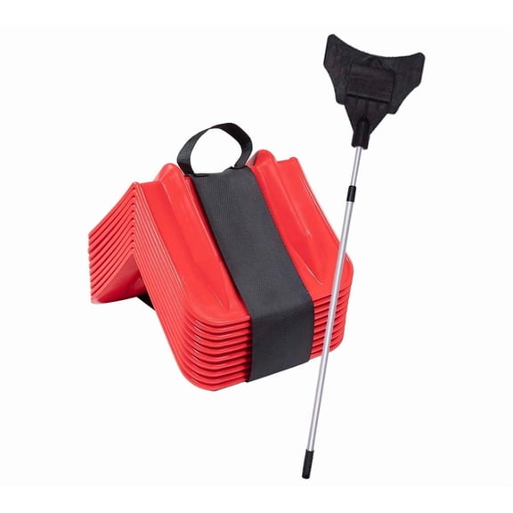 Flatbed Edge Corner Protector Kit - 10 Pack 8"x8"x10" Red V-Shaped Corner Protectors with Carrying Case, Webbing Handle & 8 Ft Edge Protector Pole for Cargo Loads
