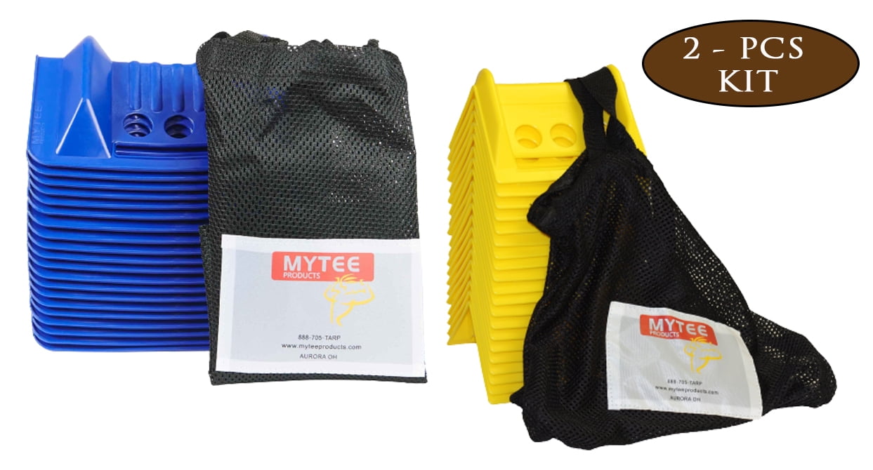 Flatbed Edge Protectors Kit - 20 Pack Yellow Plastic Corner Protectors (4" x 6") & 20 Pack Blue Plastic Corner Protectors (4" x 10") with Carrying Bag