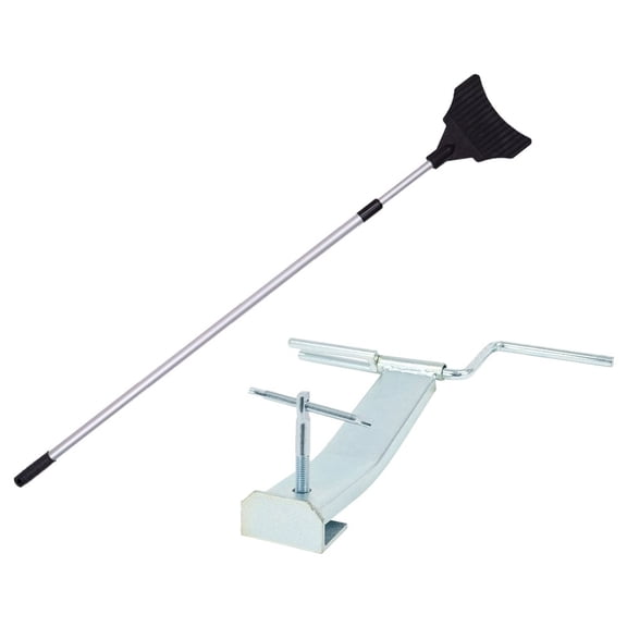 Flatbed Strap Handling Kit - Zinc Coated Steel Ratchet Strap Winder for 2", 3", 4" Winch Straps & 8 ft V-Shaped Corner Protector Pole with Adjustable Extension Handle