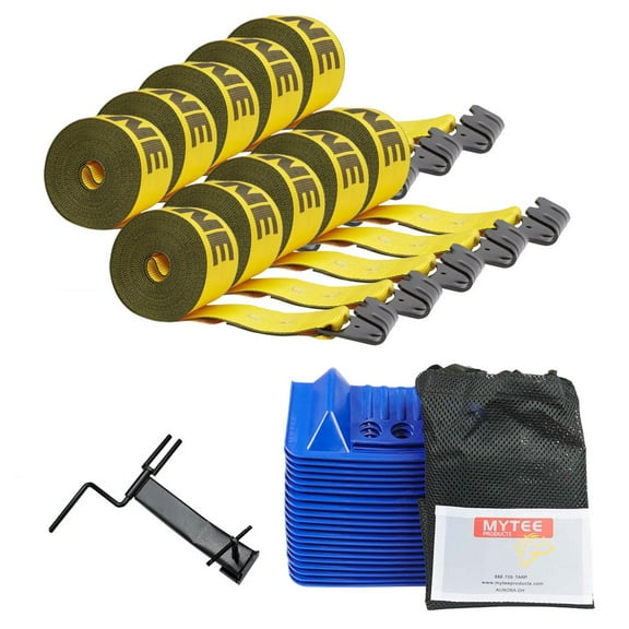 Flatbed Tie Down Kit - 31 Pieces: 4 Inch Kinedyne Winch Strap, Winder, Corner Protector V Shaped