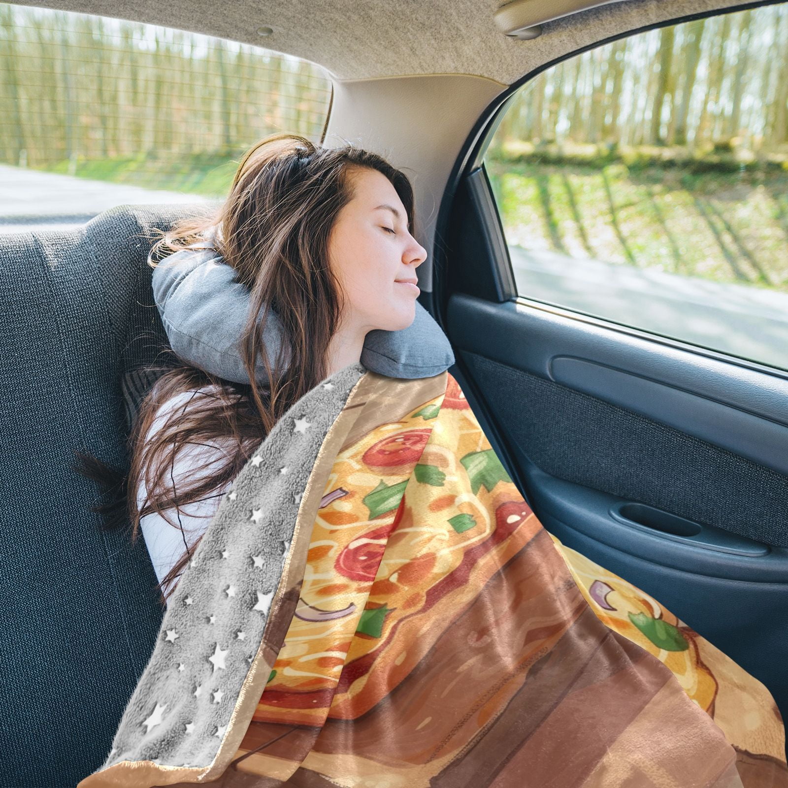 Flatbread Travel Blanket Pillow Compact Foldable Airplane Throw - Main Image