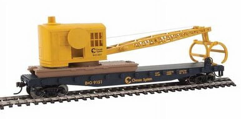 Flatcar with Logging Crane - Ready to Run -- Chessie System-B&amp;O (blue, yellow)