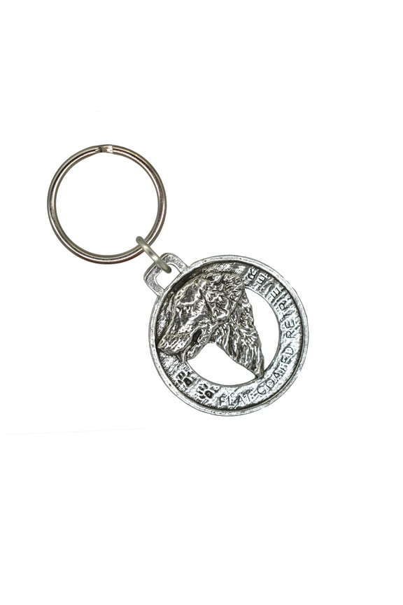 Flatcoated Retriever Keychain, D080KC, 1 1/2 Inch, Dog, Retriever, Metal, Pet, Gift, Handmade in the USA, Multiple Dog Breed Designs Available, 100% American Made