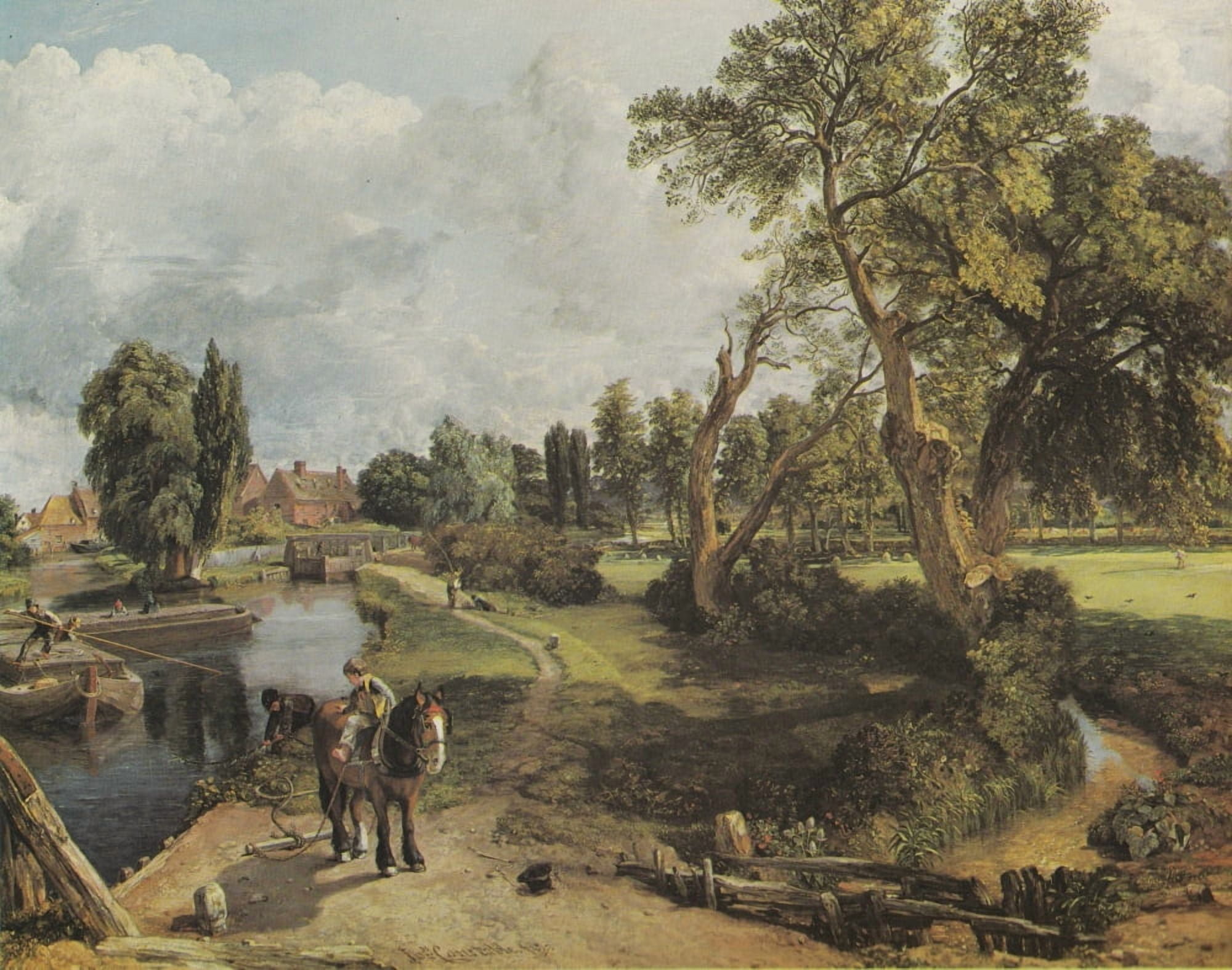 Flatford Mill on the River Stour 1817 Canvas Art - John Constable (24 x 36)