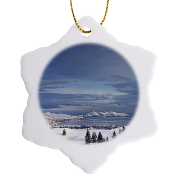 Flathead Lake, Elmo, Montana, Usa - Us27 Cha2676 - Chuck Haney, 3 inch Snowflake Porcelain Ornament