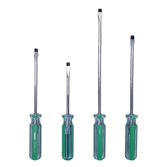 Flathead Screwdriver Set with Magnetic Tips 4-Piece 6x100mm 6x125mm 6x150mm 6x200mm