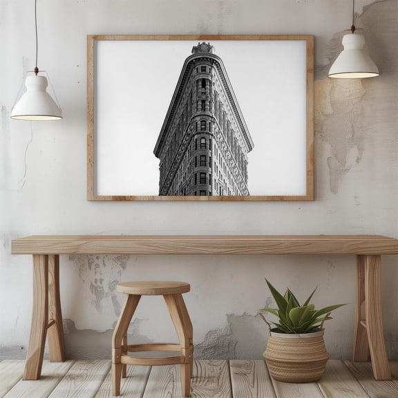 Flatiron Building Nyc Poster Poster Black White New York Photography Wall Art Landmark Architecture Poster 10X8 14X11 16X12 18X12 20X16, Unframed Poster Size 8x12
