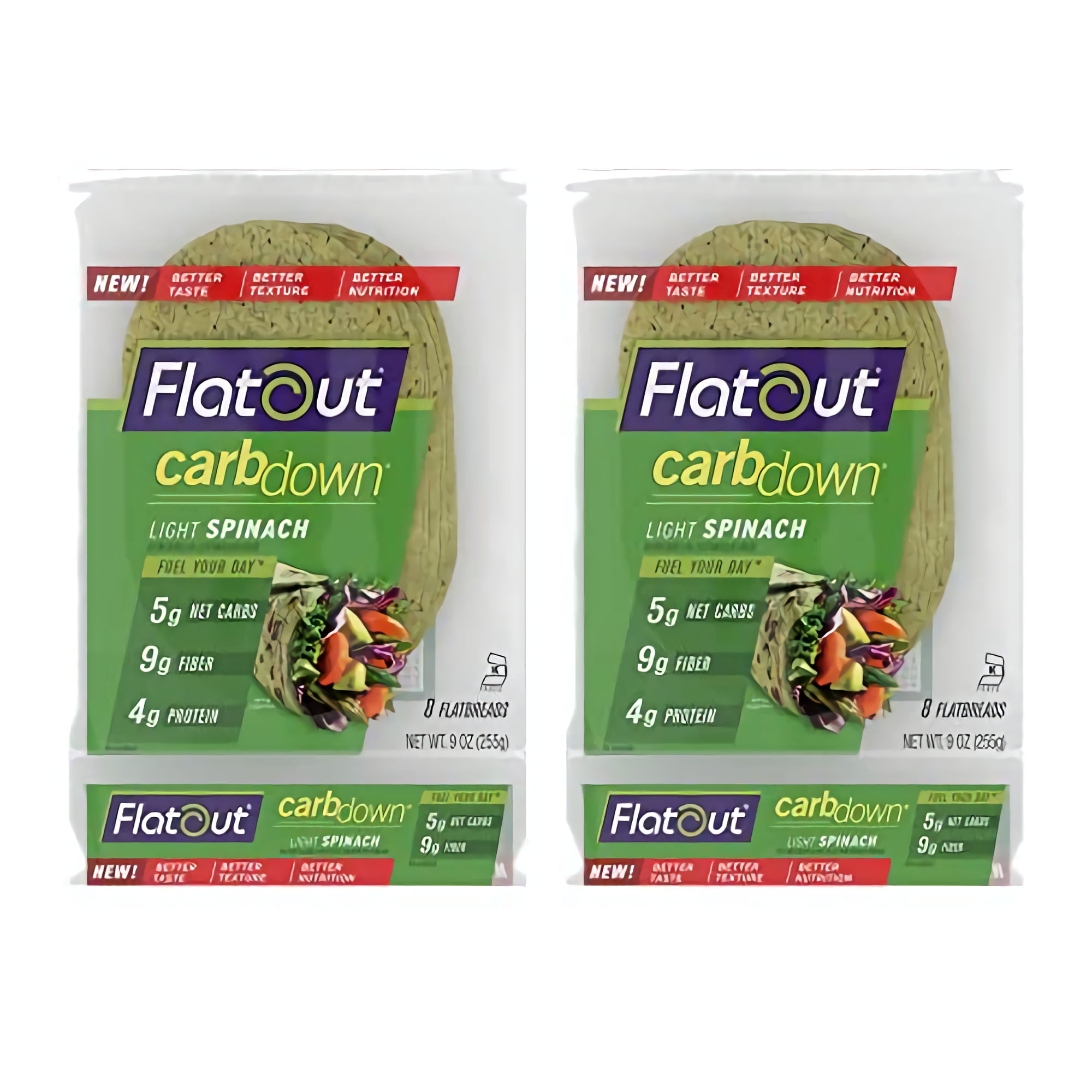 Flatout Flatbread, CarbDown Light Spinach Wraps, Perfect for Use as