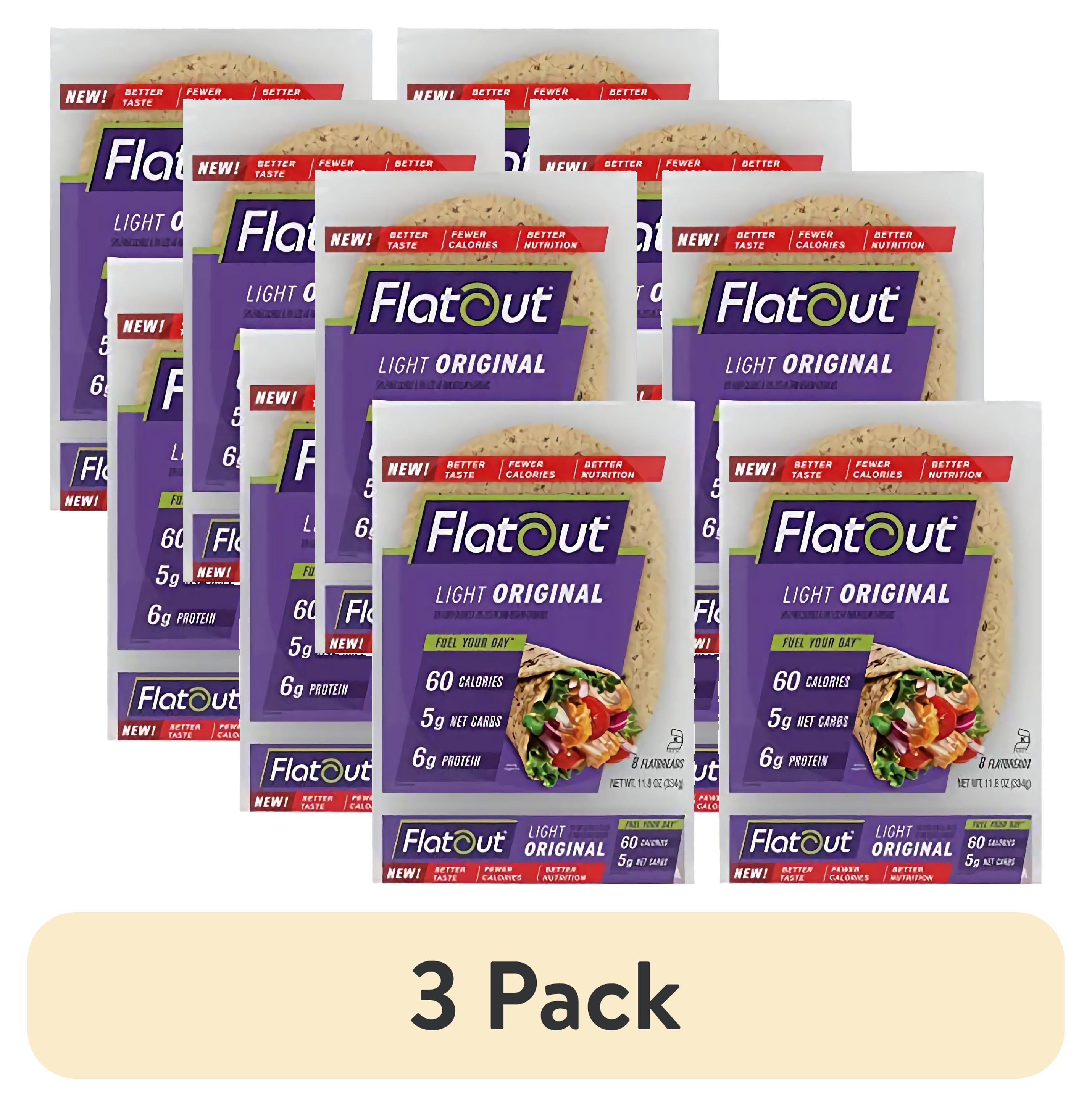 (3 pack) Flatout Flatbread, Light Original Wraps, Perfect for Use as Sandwich Bread, Pizza Crust
