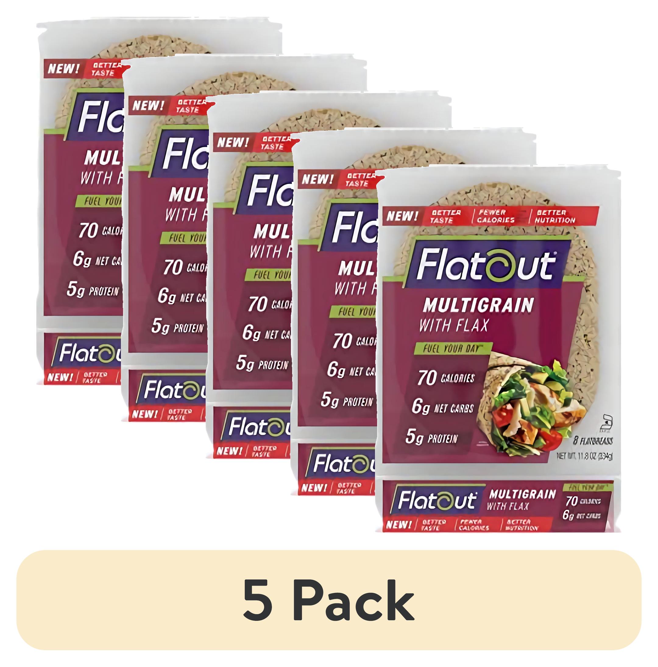 (5 pack) Flatout Flatbread, Multigrain with Flax, Perfect for Use as Sandwich Bread, Pizza Crust