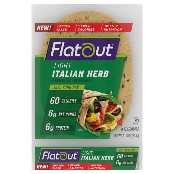 Flatout Light Italian Herb Flatbread Wraps - 8 ct.