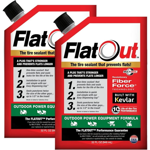 Flatout Tire Sealant, Leak Repair Bead Formula for Outdoor Power Equipment, 32oz (2 Pack)