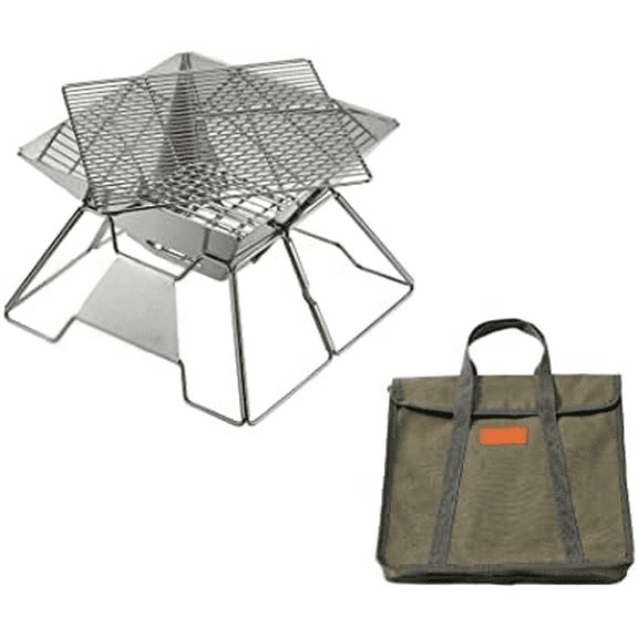 Flatpack Camping Grill Portable Wood Burning Stove Grill Stainless Steel 111107(MT-2)$$Garden & Patio