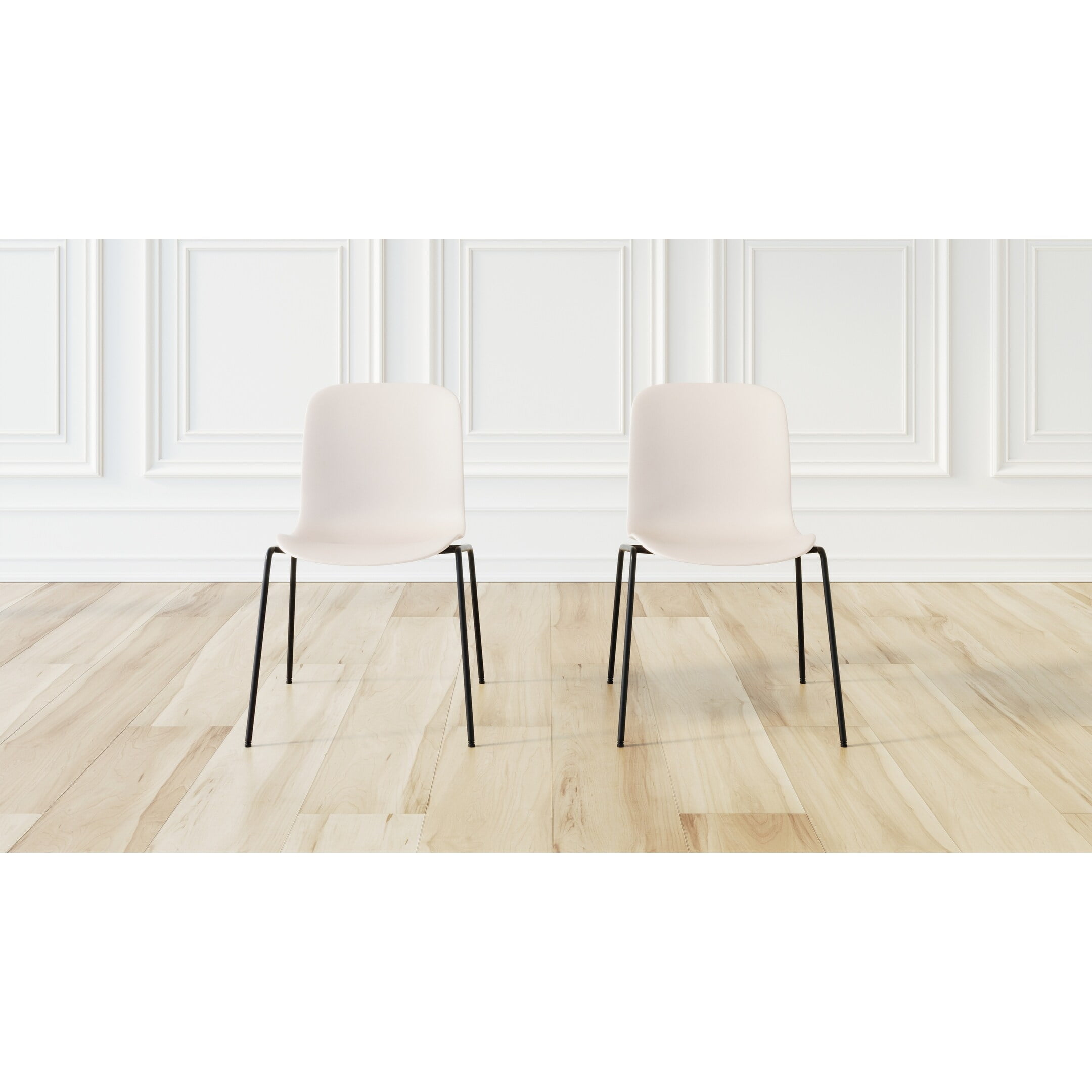 Pale Gray Modern Metal Side Chair Set with Contoured Seat