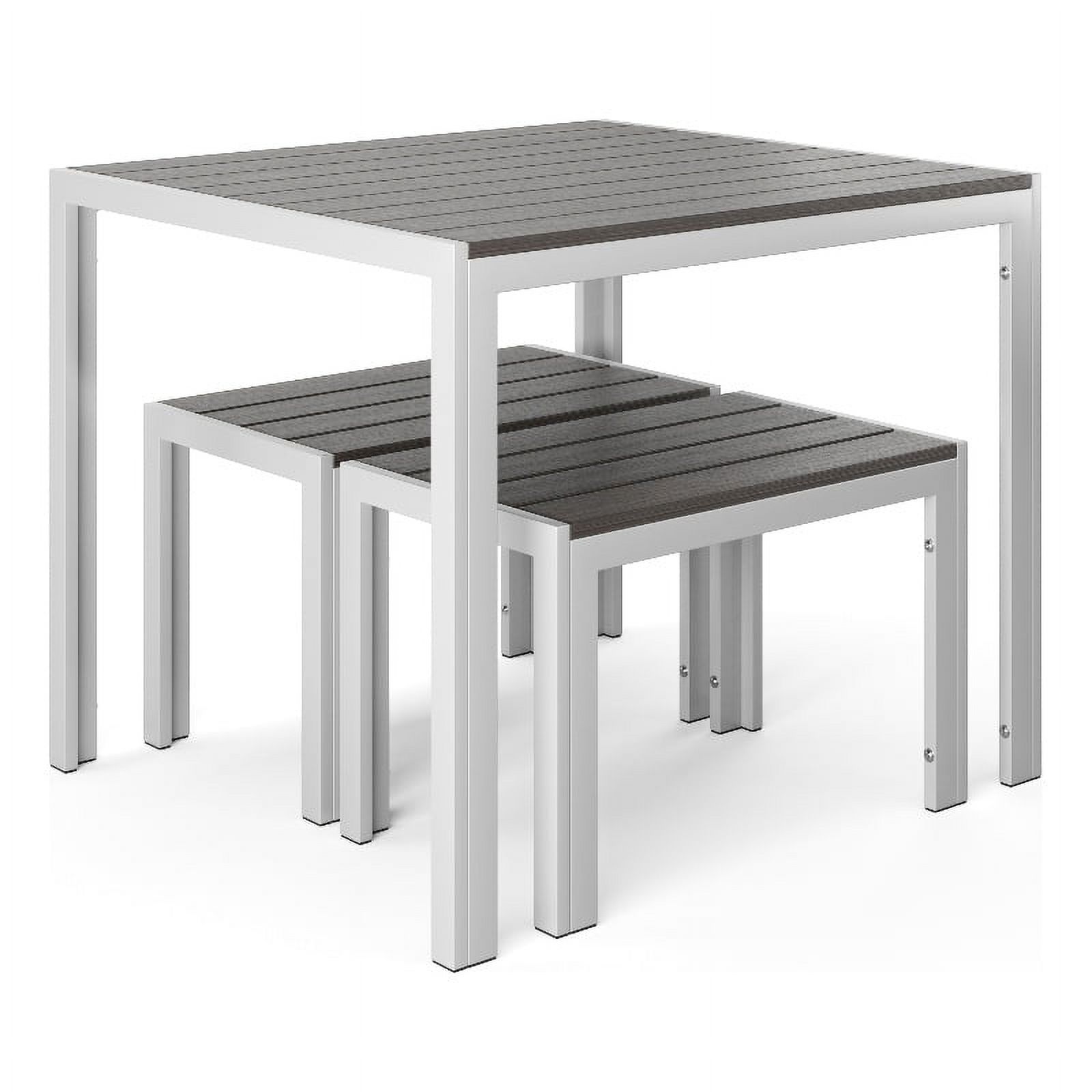 Flats & Castles Luca 3Piece Modern Aluminum Outdoor Bistro Set in