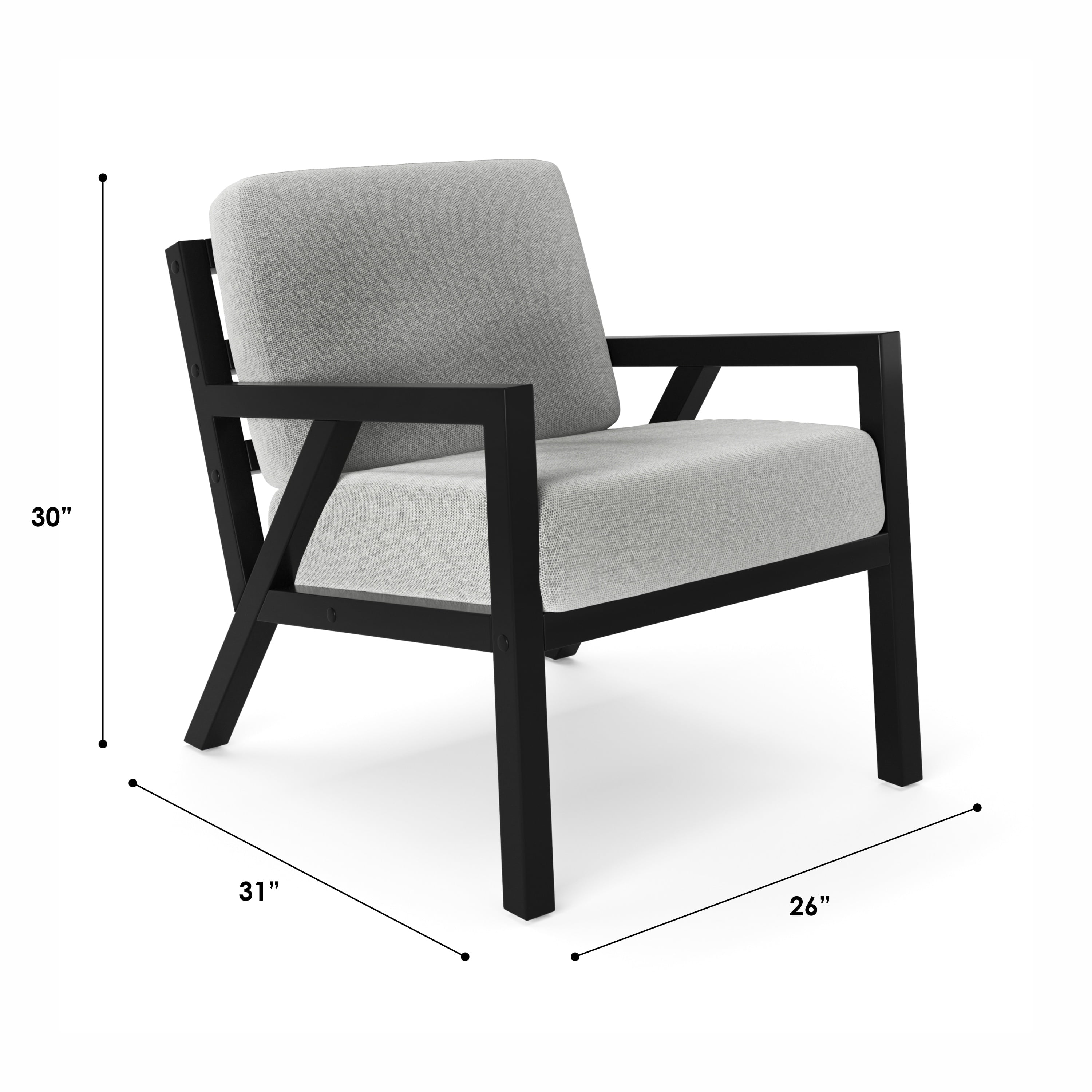 Wilson Mid-Century Black Wood & Fabric Accent Chair