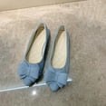 thumbnail image 1 of Flats Shoes Women Dressy Comfortable Women's Spring and Summer Shallow Mouth Suede Bow Slip-On Flat Shoes Comfortable Flats Dress Shoes for Women Pointed Toe Flats with Bow Casual Work Shoes, 1 of 3