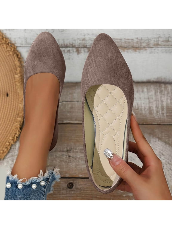 Flats Shoes Womens Casual Ladies Cute Ballet Flats Comfortable Walking Ladies Loafer Dressy Slip On Pointed Shoes Camel 43