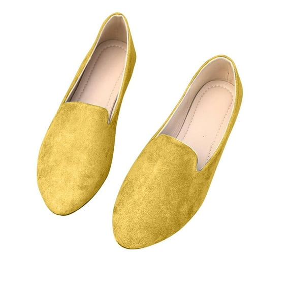 Flats Shoes for Women Slip on Round Toe Comfortable Women's Flats Ballet Flats Shoes Loafers Yellow Women Sandal