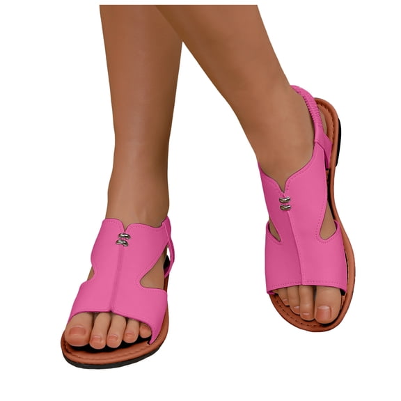 Flats Slingback Sandals for Women 2025 Fashion Casual Leather Open Toe Beach Gladiator Walking Sandals