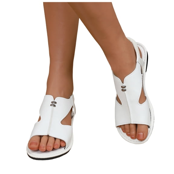 Flats Slingback Sandals for Women 2025 Fashion Casual Leather Open Toe Beach Gladiator Walking Sandals