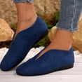 thumbnail image 1 of Flats for Women, Slip On Flats Shoes for Women Comfortable Faux Suede Round Toe V Cut Casual Ballet Flats Soft Loafers Nurse Walking Shoes Lightweight Breathable Boat Shoes for Office Work, 1 of 7